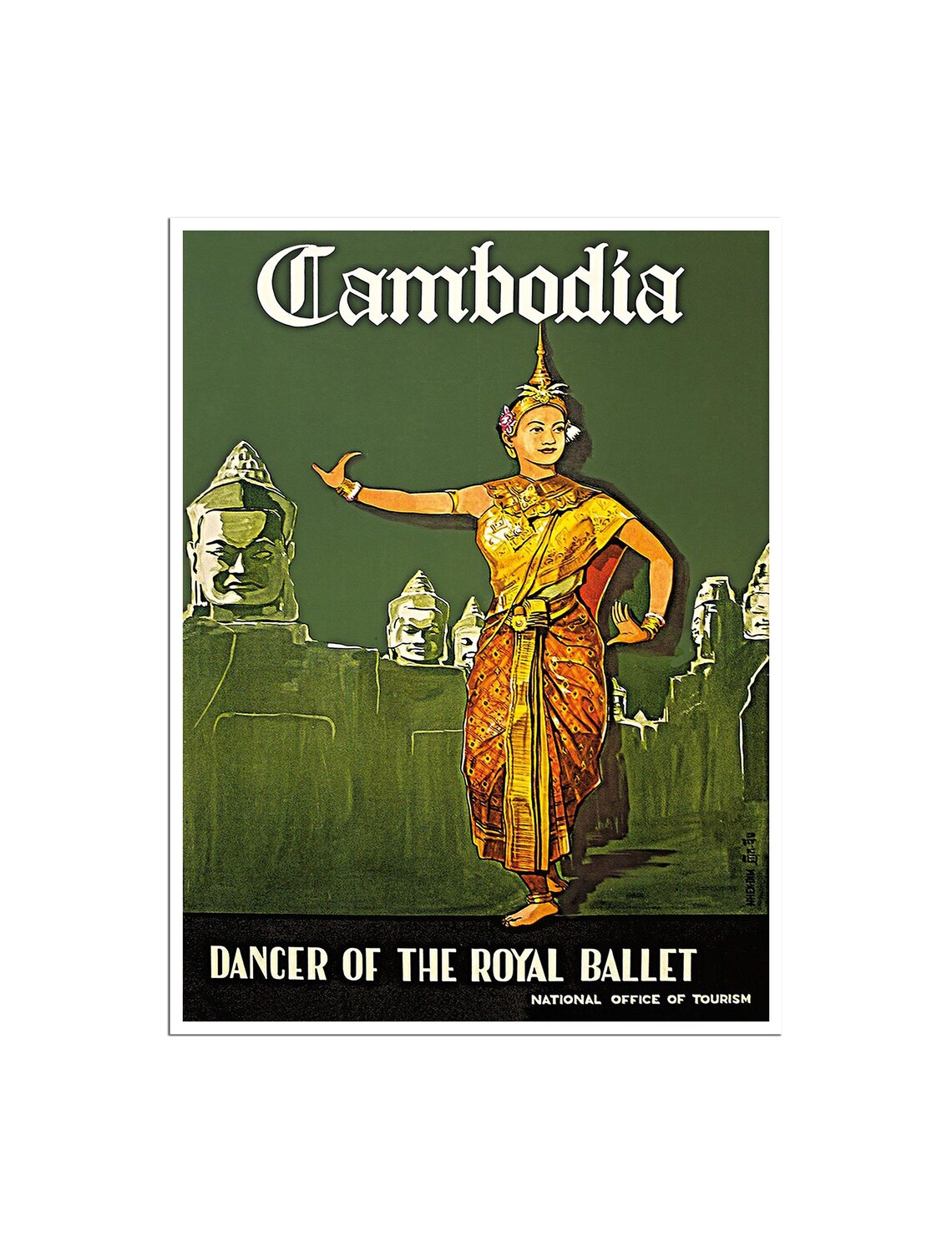 Cambodia Royal Ballet Apsara Dancer Angkor Temple Travel Poster