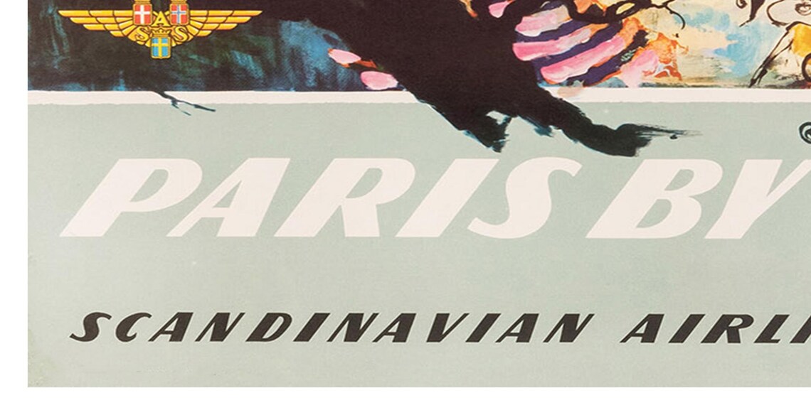 Paris by SAS Montmartre Night Impressionist Vintage Travel Poster - Image 2