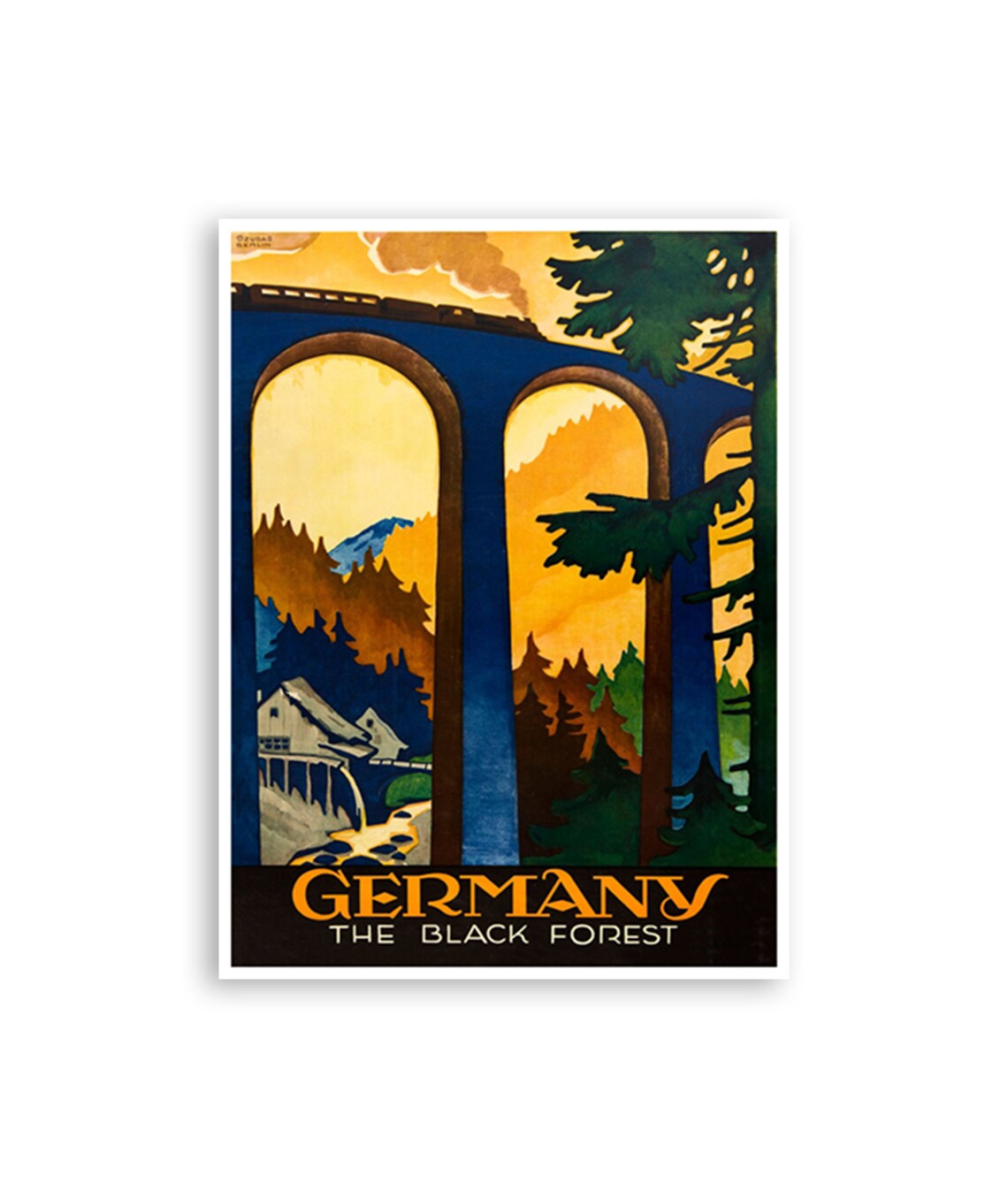 Germany Vintage Black Forest Travel Poster Print