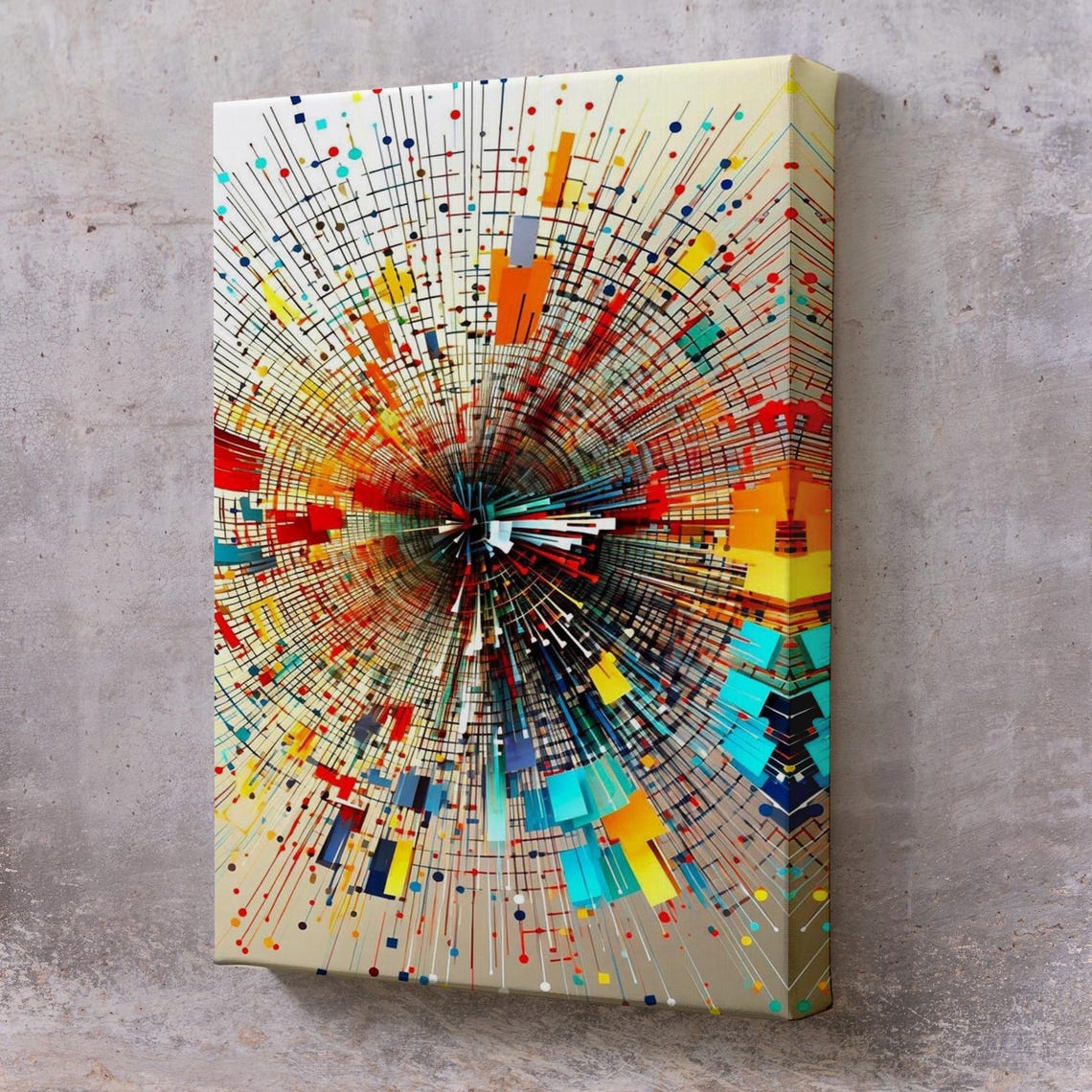 Color Explosion Abstract Radiating Colorful Lines Modern Art Poster