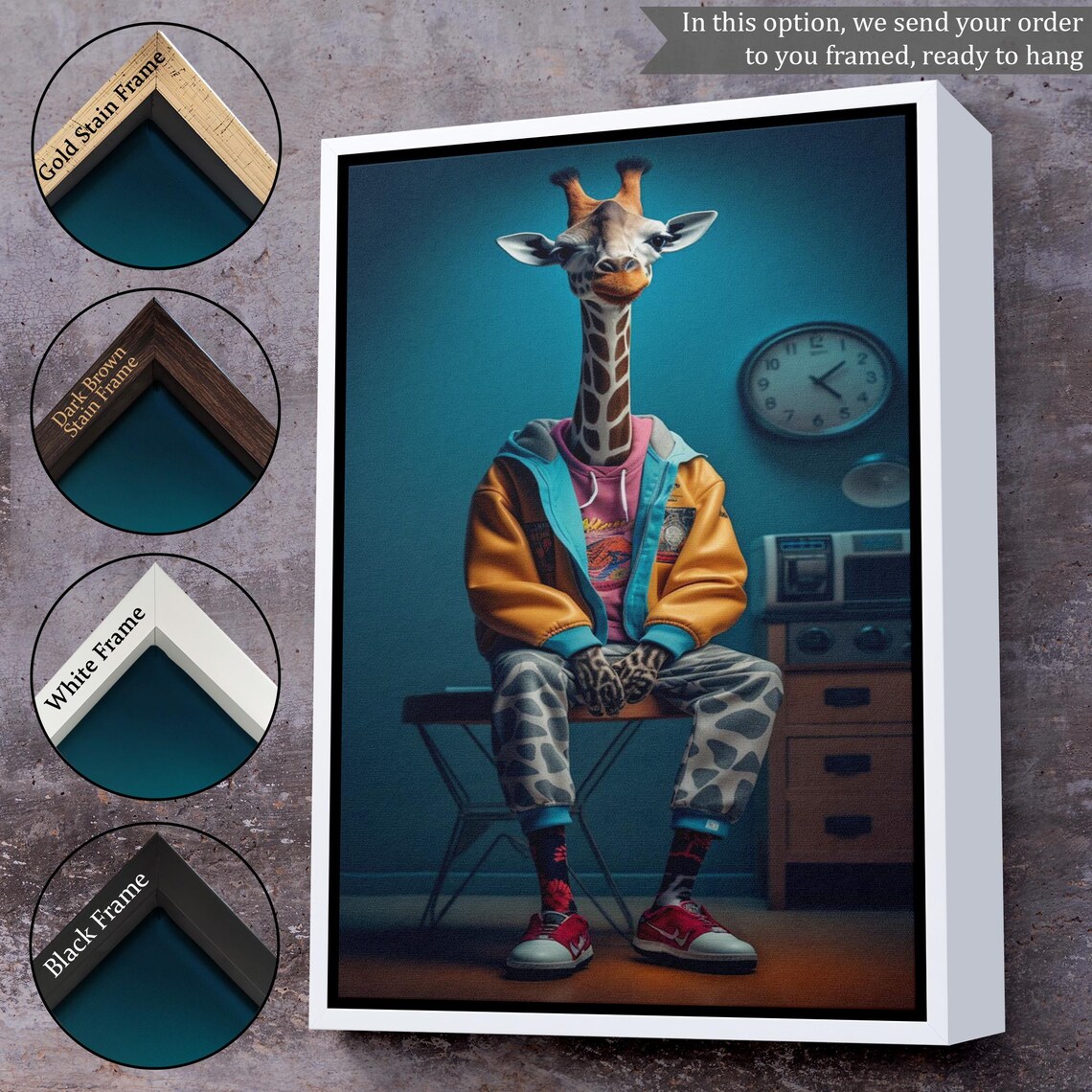 Giraffe Streetwear Portrait Canvas Funny Animal Modern Room Poster - Image 3