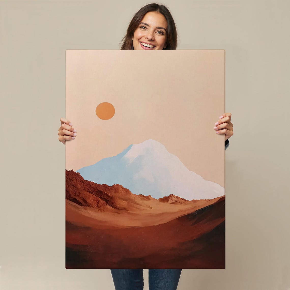 Abstract Sun Landscape Behind The Mountain Painting Nature Wall Decor Nature Wall Decor Landscape Wall Table - Image 4