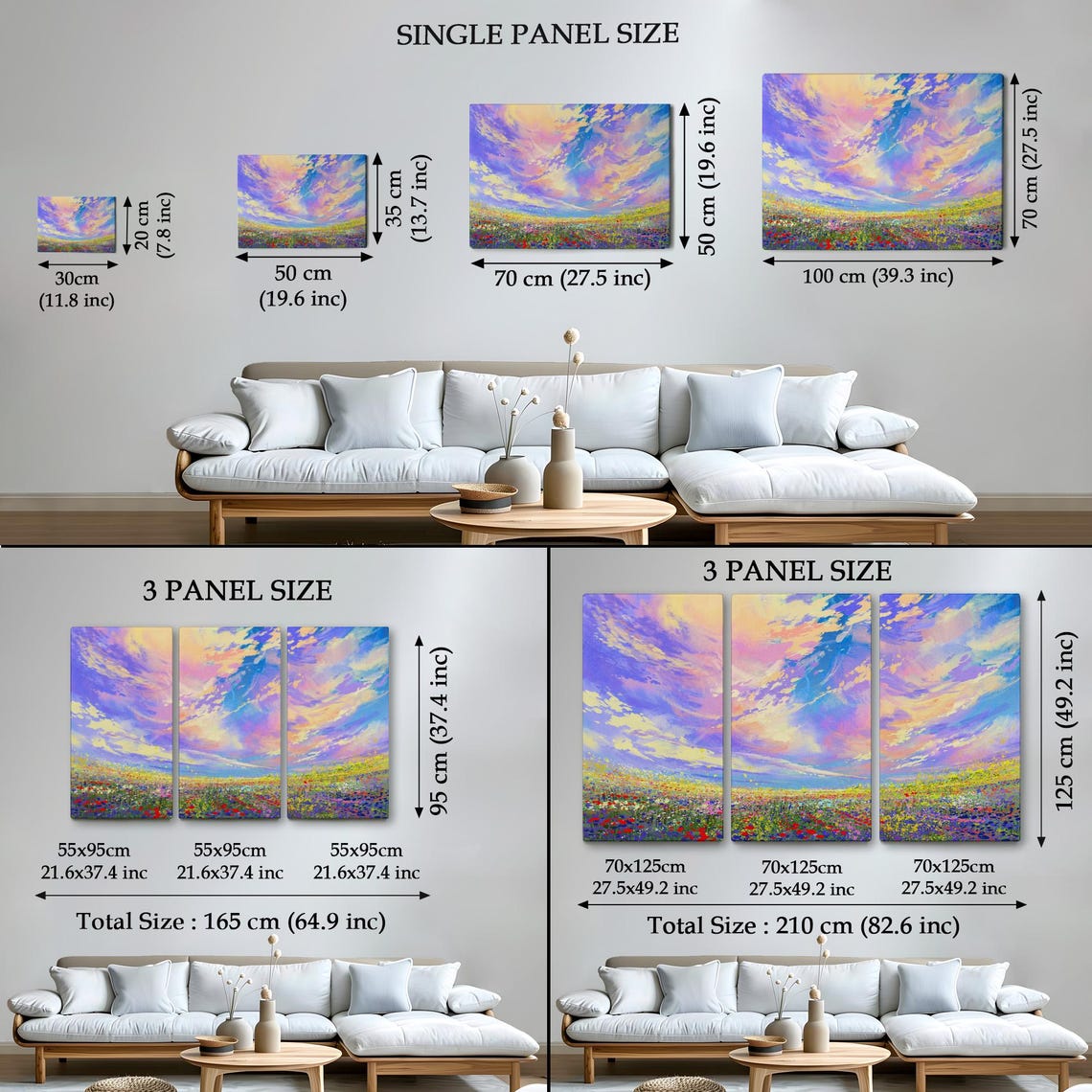 Pastel Swirling Clouds Colorful Wildflower Meadow Painting Poster - Image 4