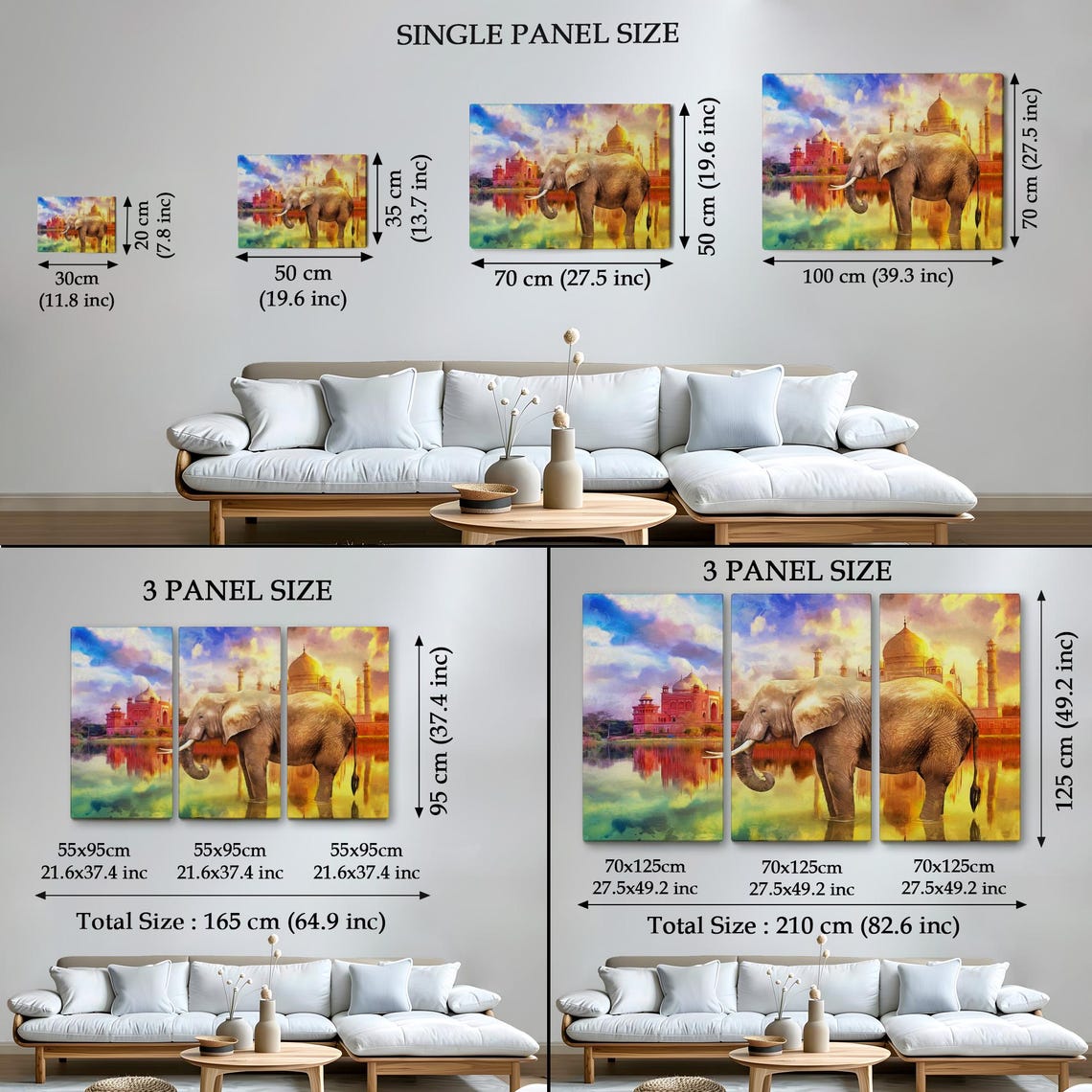 Elephant Before Taj Mahal Sunrise India Landmark Wildlife Art Poster - Image 4