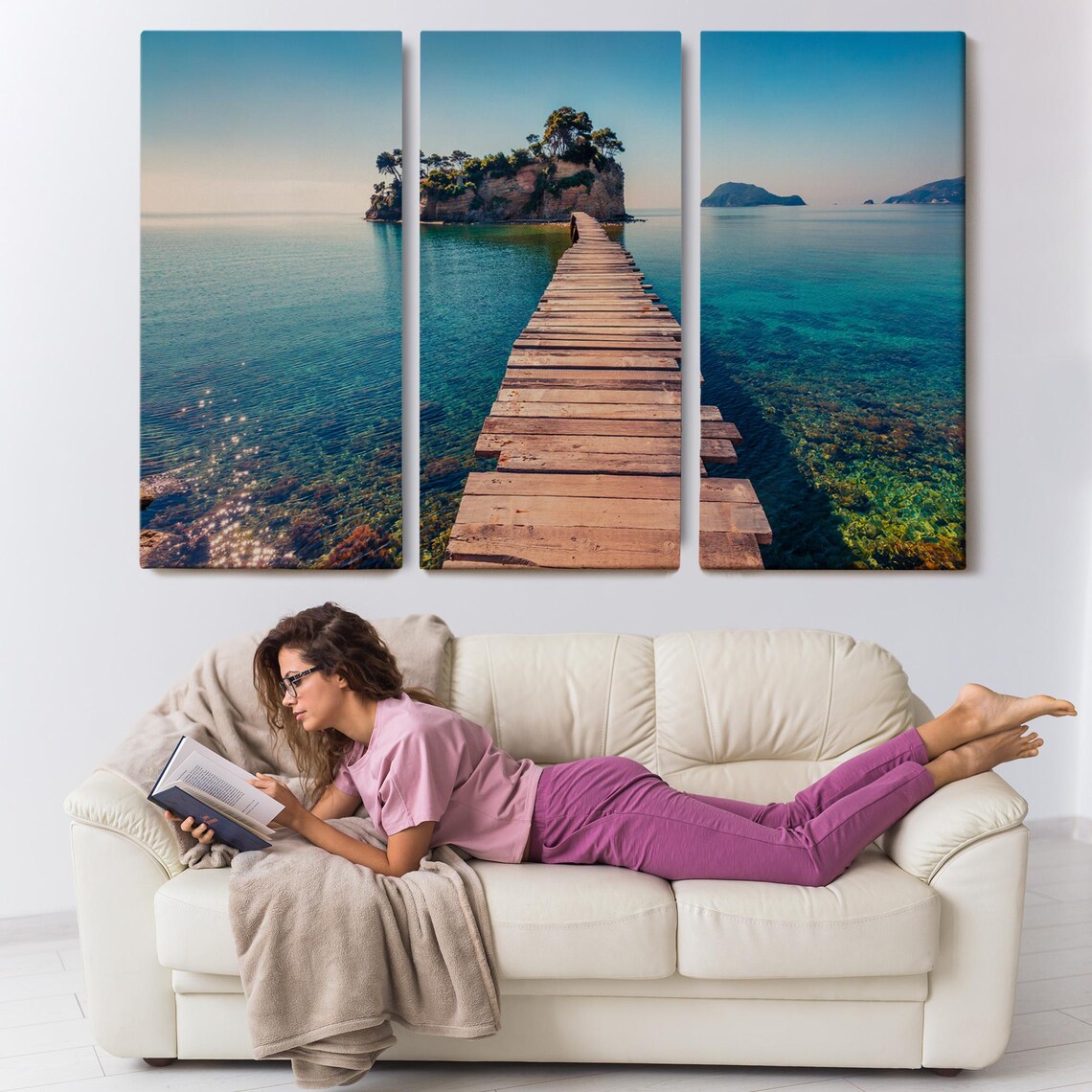 Zakynthos Greece Wooden Footbridge Turquoise Sea Island Travel Poster - Image 3