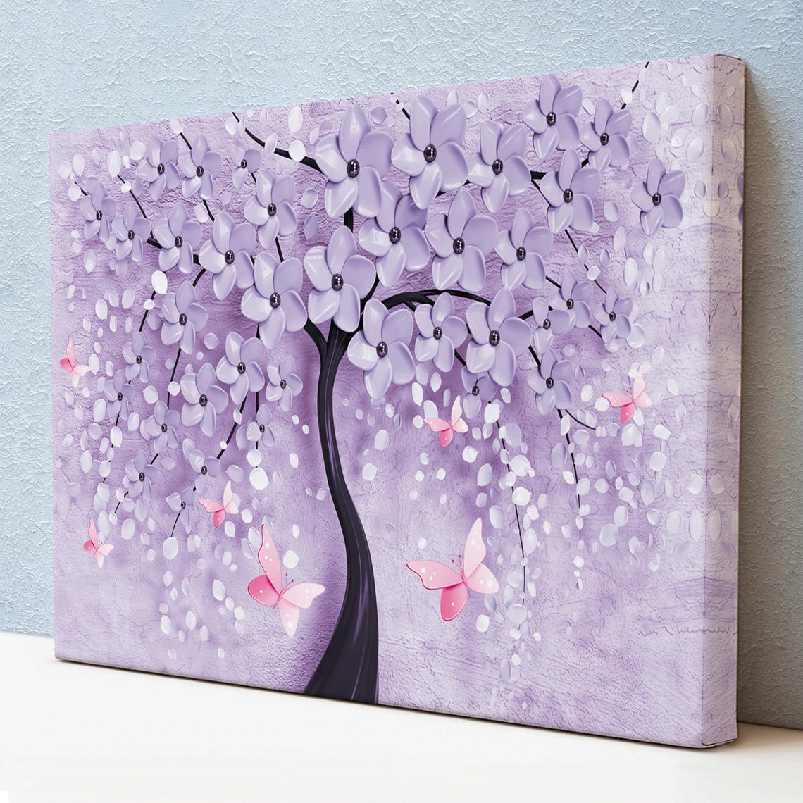 Lilac Blossom Tree Butterflies Lavender Floral Wall Art Poster