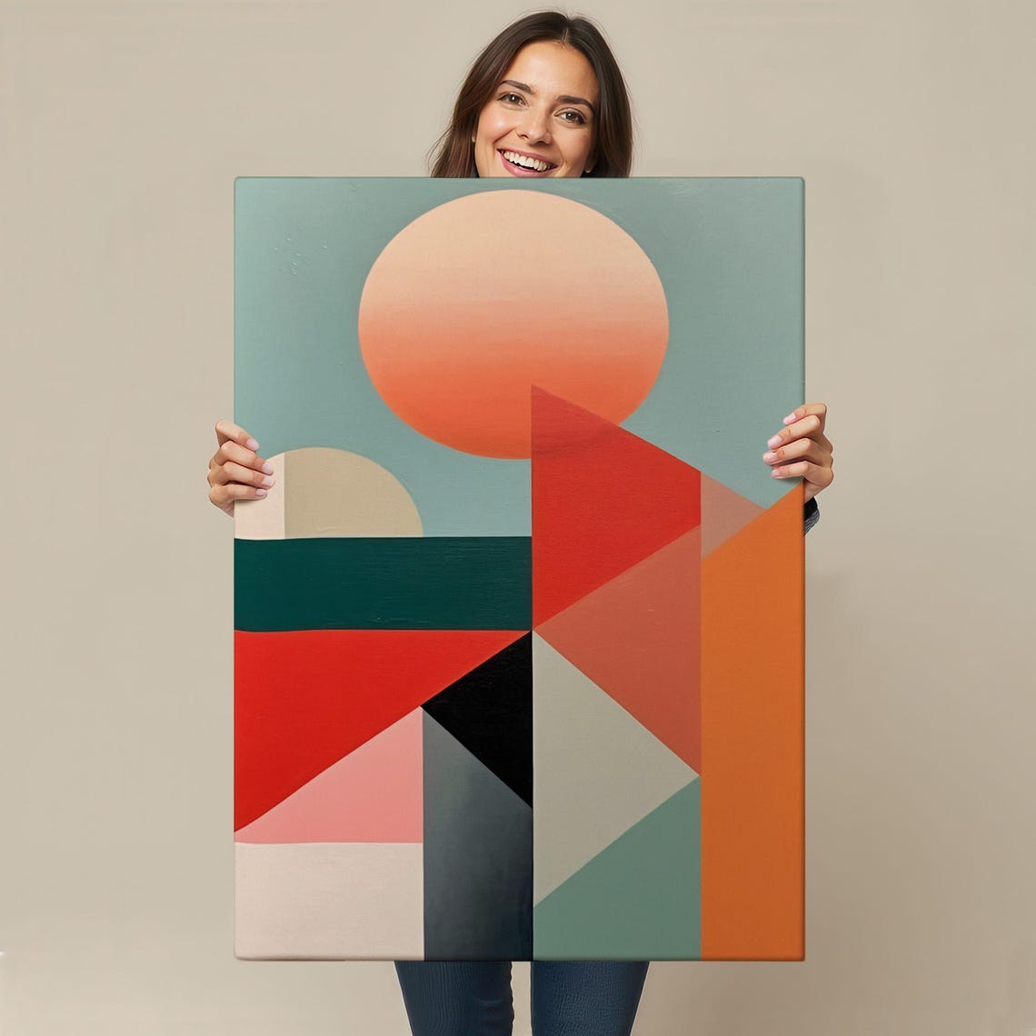 Geometric Sunset Abstract Mid Century Color Block Modern Art Poster - Image 4