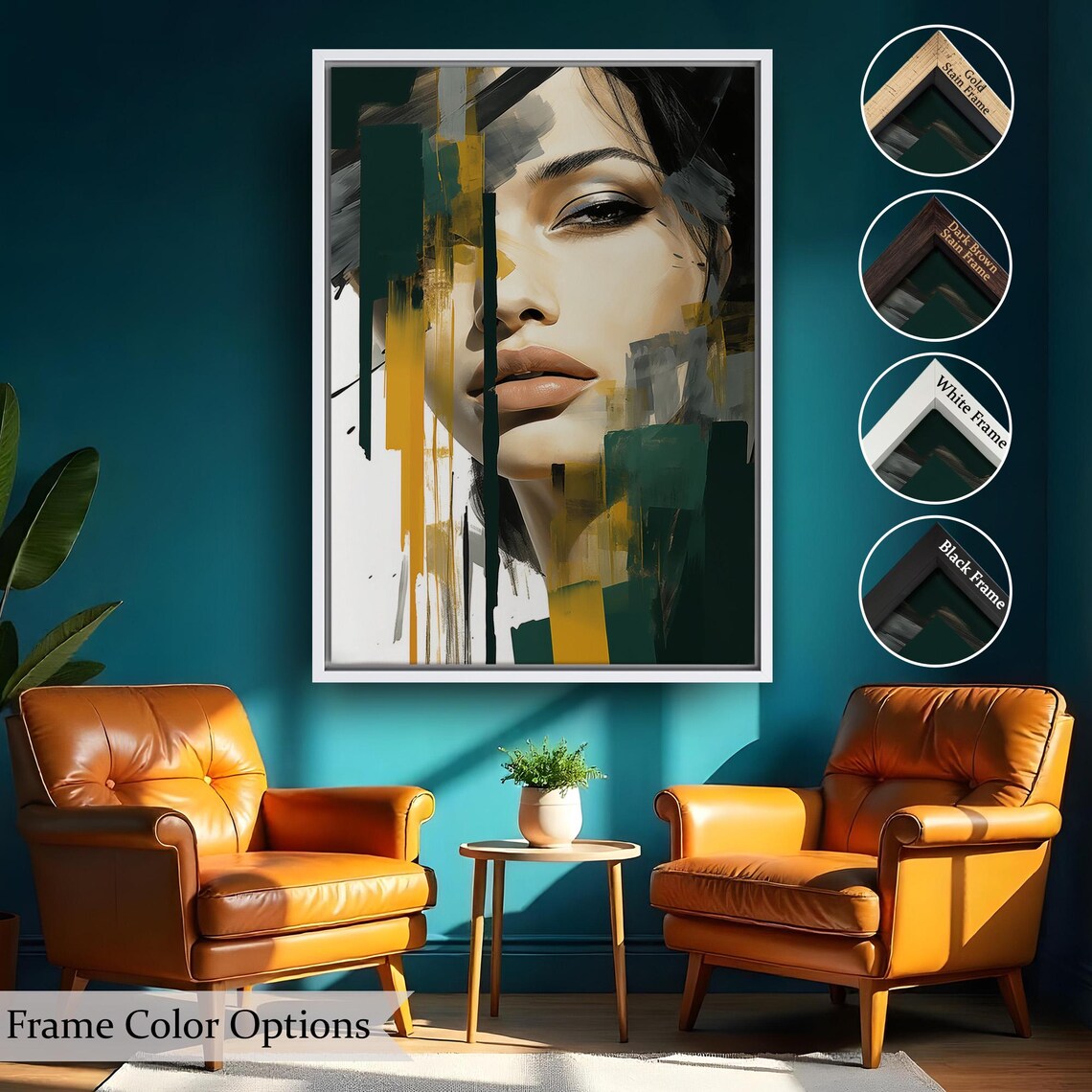Abstract Woman Face Geometric Color Block Portrait Art Print - Image 2