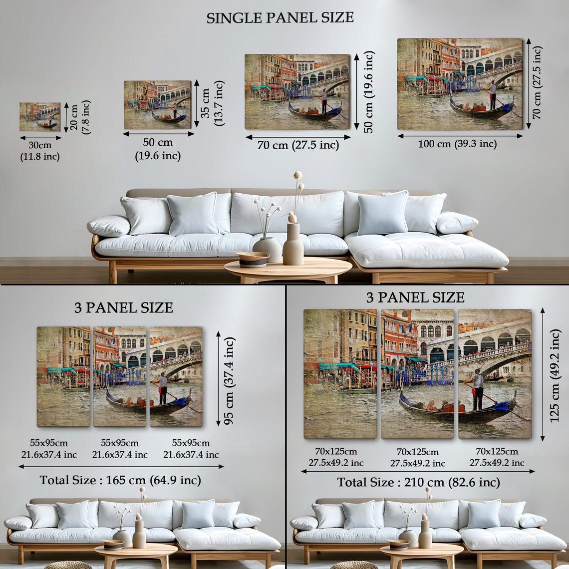 Venice Italy Rialto Bridge Gondola Canal Grand Vintage Texture Poster - Image 4
