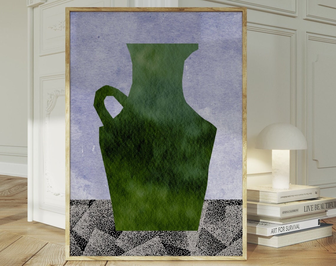 Green Vase Midcentury Style Art Print - Image 2