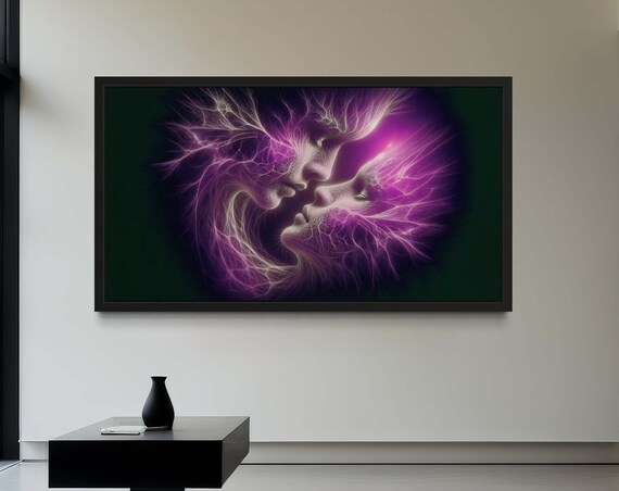 Lovers Art Ethereal Embrace Abstract Couple Canvas Paintings Romantic Purple Love Bedroom Wall Ready To Hang