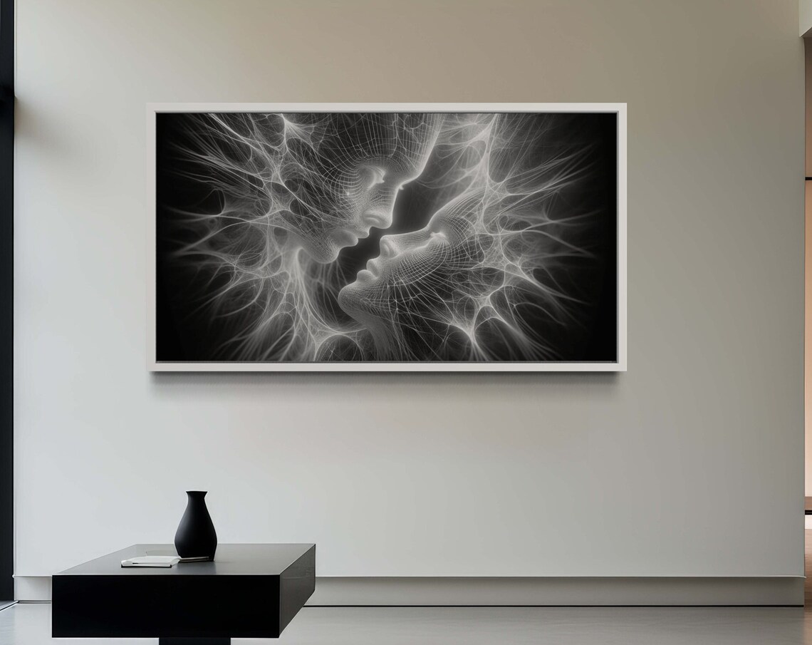 Ethereal Embrace Abstract Couple Art Print