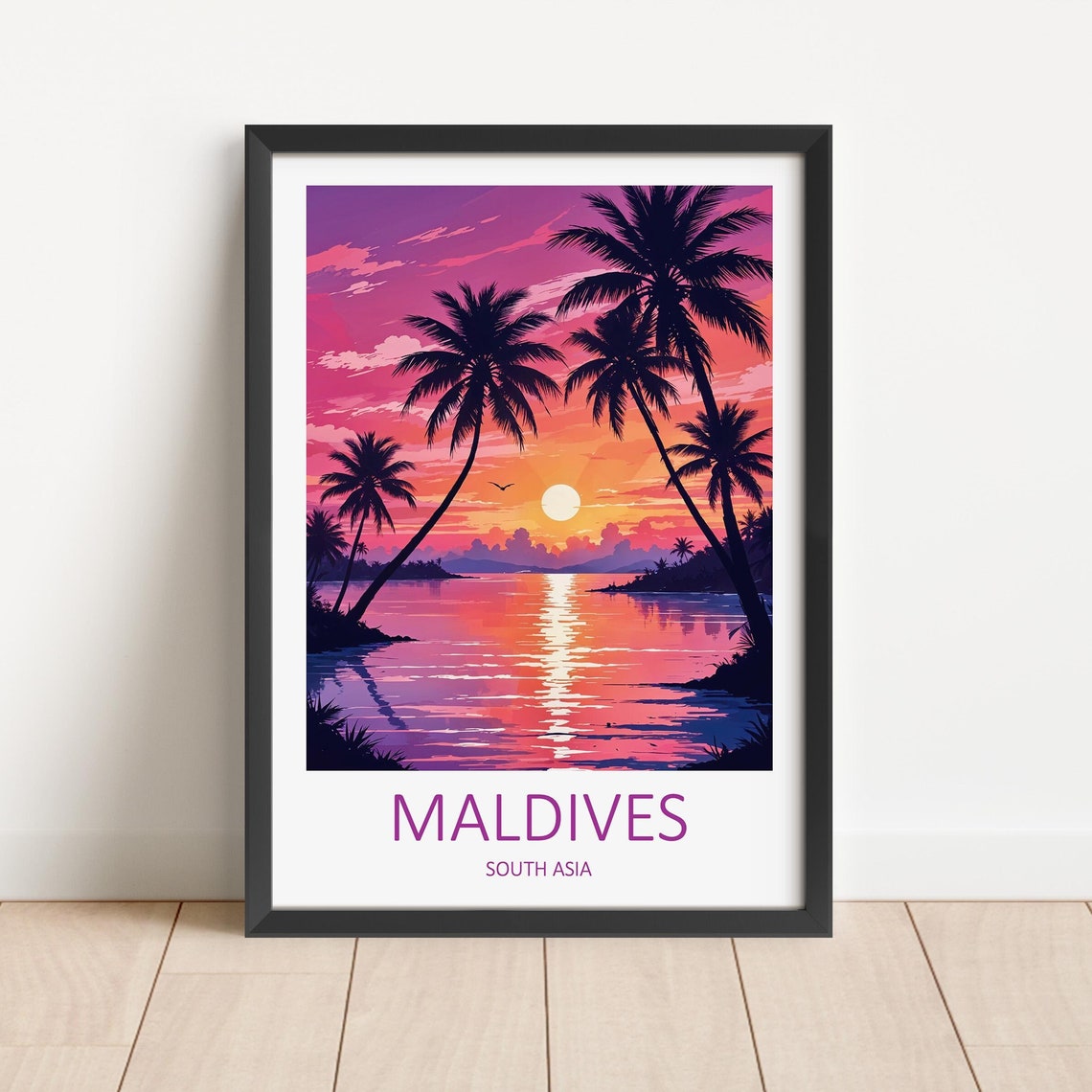 Maldives Print Maldives Poster South Asian Art Tropical Sunset Print Travel Memories Gift Maldives Travel Print Tropical Beach Print