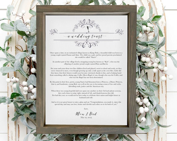 Custom Wedding Speech Keepsake, Maid Of Honor Art Print