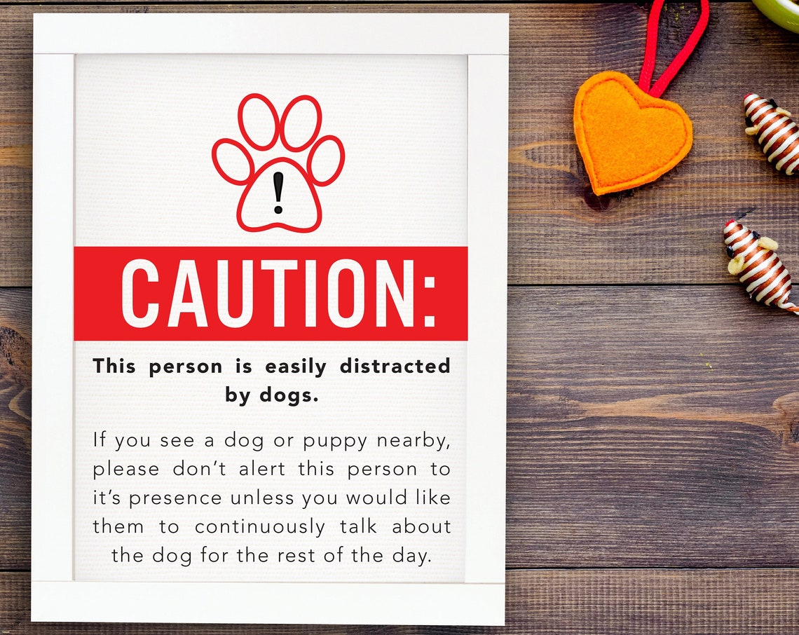 Caution Easily Distracted by Dogs Funny Dog Lover Quote Poster