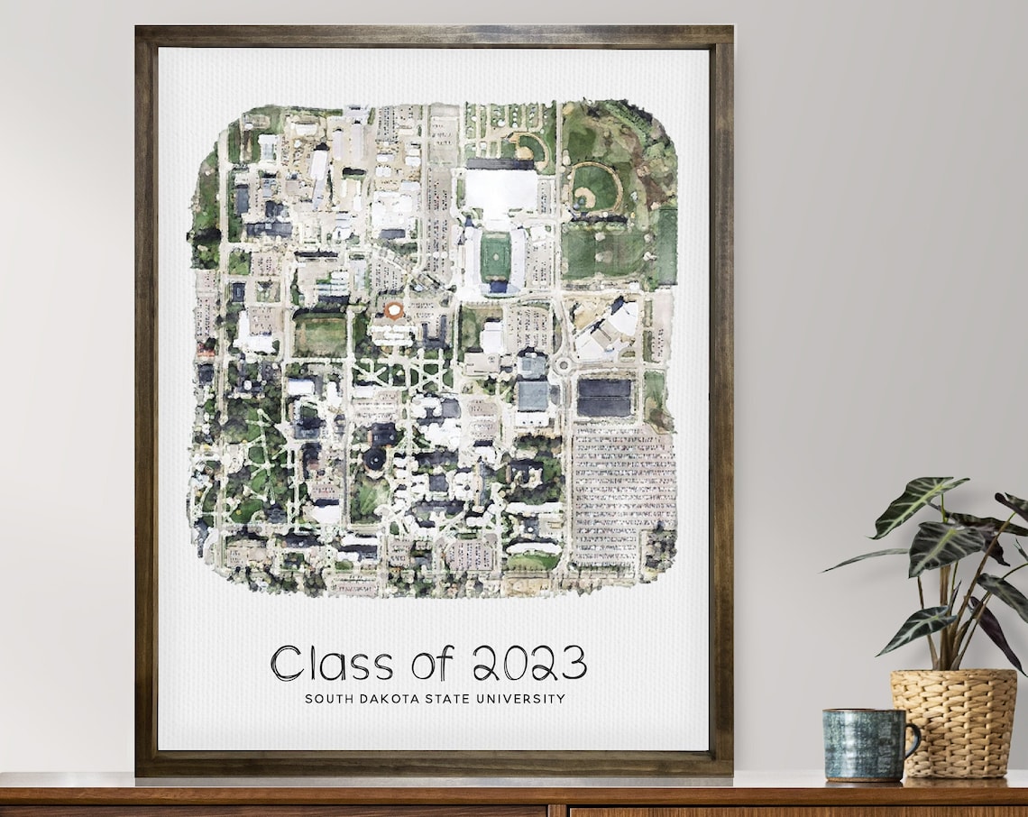 College Campus Watercolor Portrait, Graduation Gift Print
