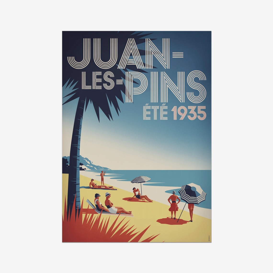 Juan Les Pins Ete 1935 Vintage French Riviera Beach Ad Poster