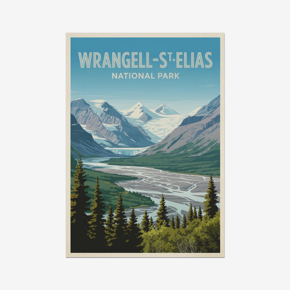 Wrangell St Elias National Park Glacier Vintage Travel Poster