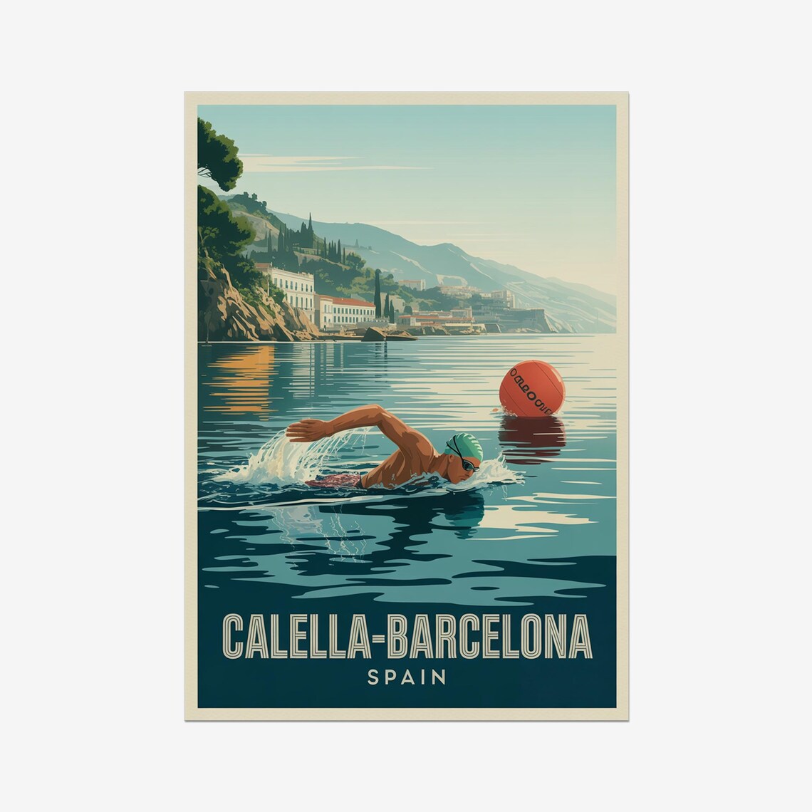 Calella Barcelona Spain Open Water Swim Triathlon Race Poster