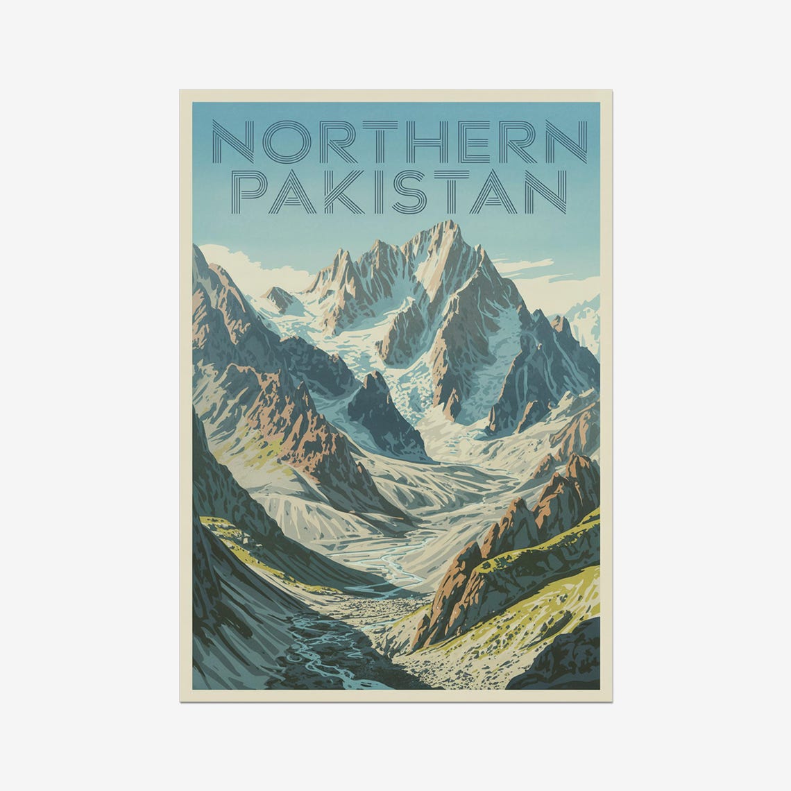 Northern Pakistan Karakoram Mountain Peaks Alpine Travel Poster
