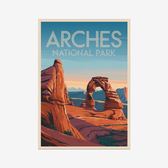 Arches National Park Delicate Arch Red Rock Vintage Travel Poster