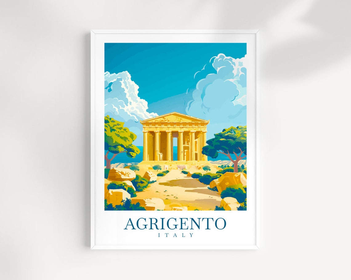 Agrigento Italy Ancient Greek Temple Ruins Golden Light Poster