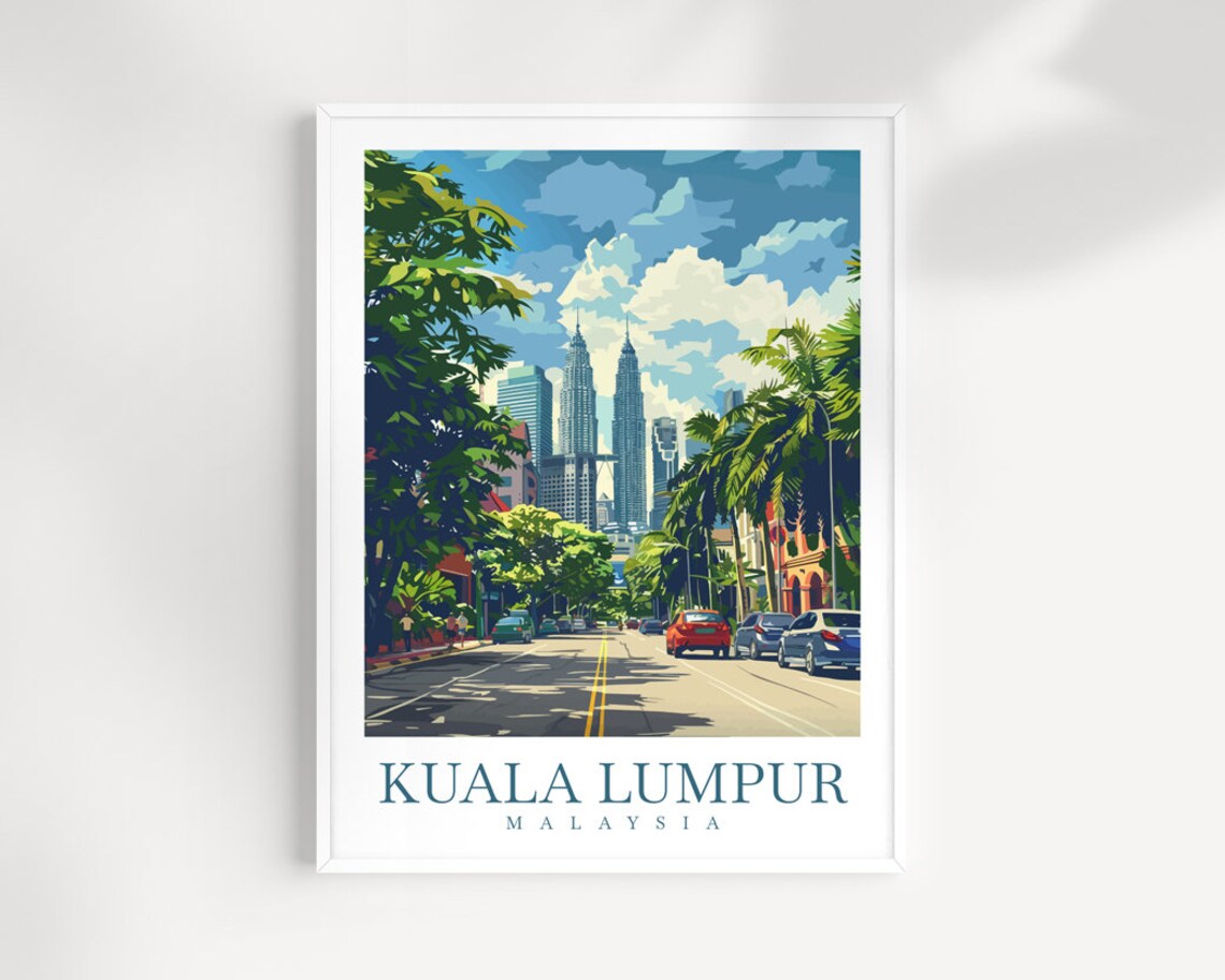 Kuala Lumpur Travel Poster, Malaysia Wall Decor