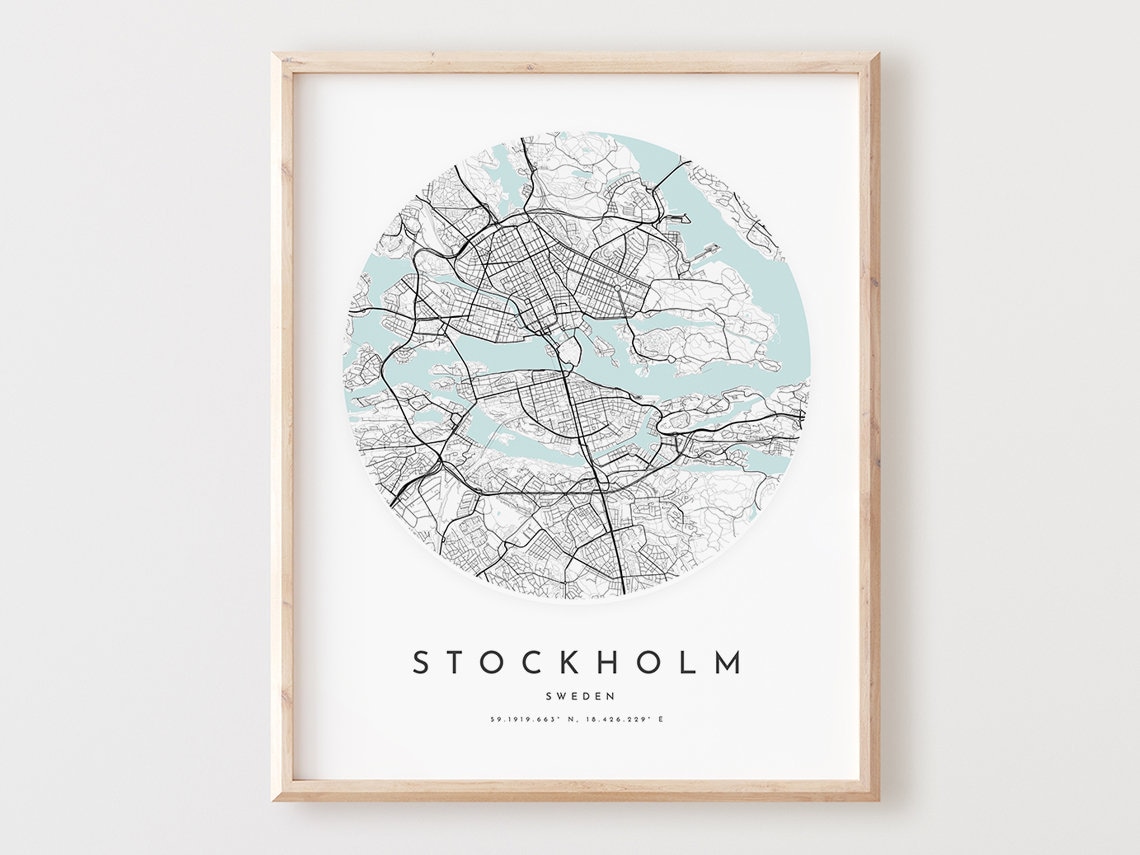 Stockholm Map Print City Street Art Poster