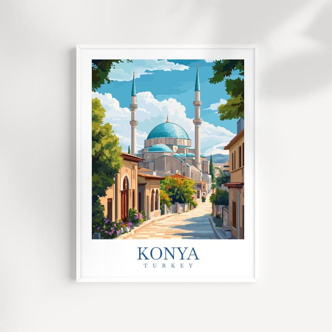 Konya Turkey Art Print Illustrated Cityscape Travel Poster