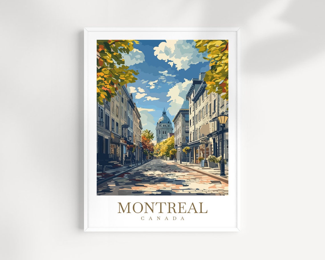Montreal Canada Old Town Cobblestone Street Dome Landmark Poster