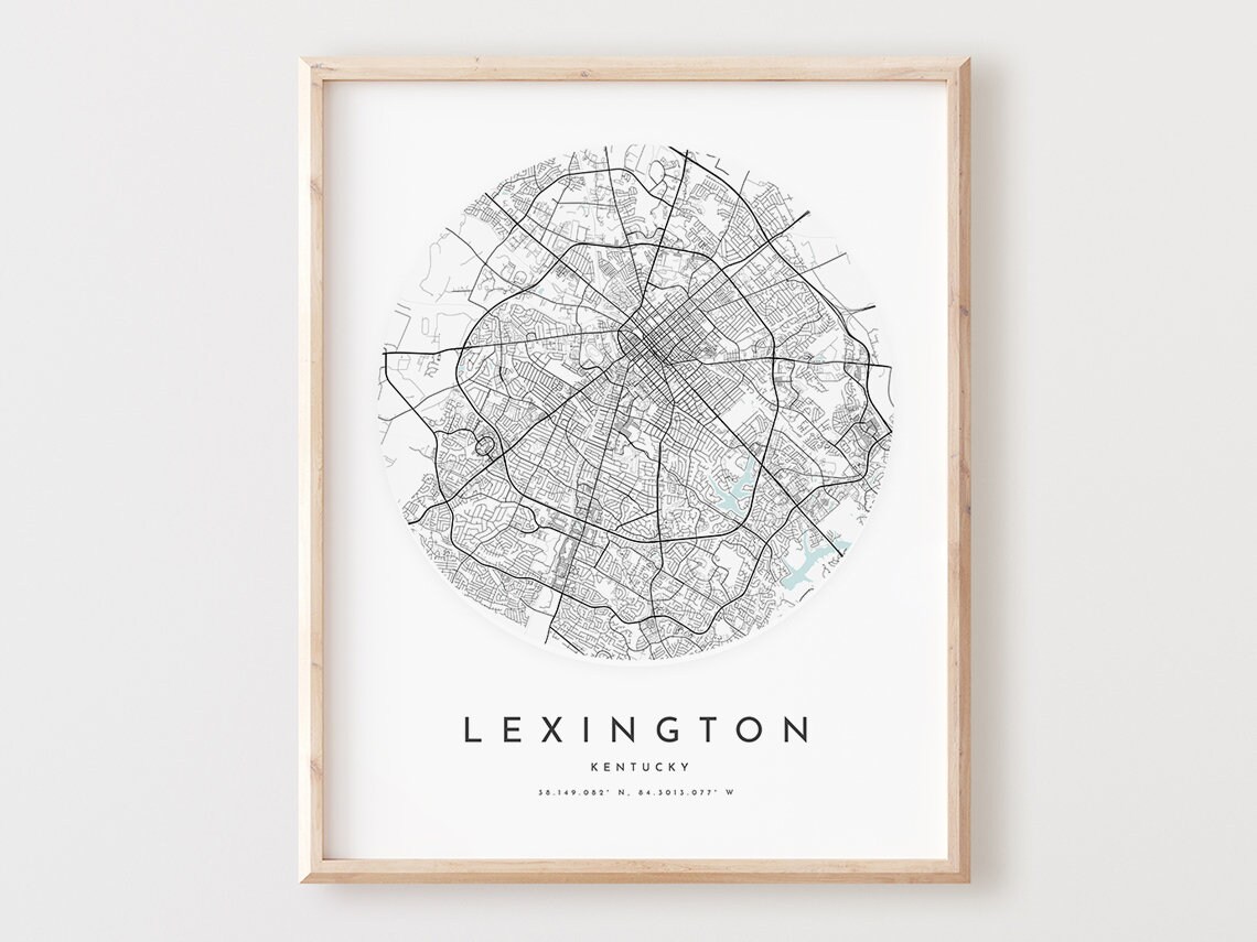 Lexington Kentucky Map Print Modern City Street Art