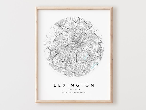 Lexington Kentucky Map Print Modern City Street Art