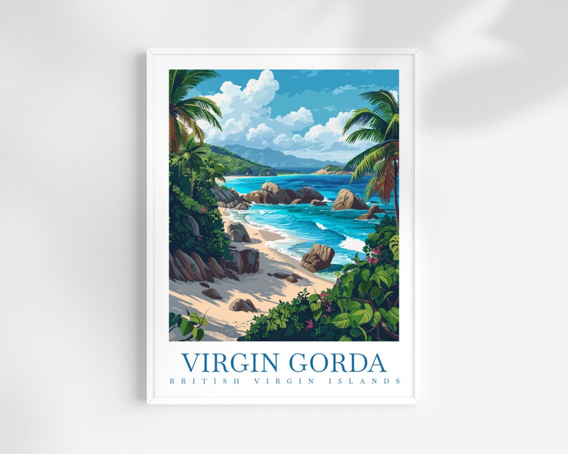 Virgin Gorda Travel Poster, British Virgin Islands