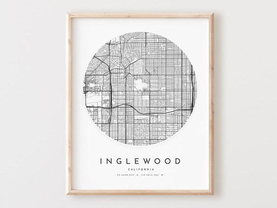 Inglewood Map Print City Street Art Poster