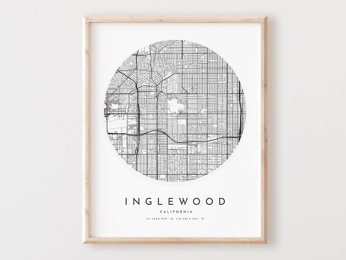 Inglewood Map Print City Street Art Poster