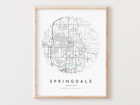 Springdale Arkansas Map Print City Street Art