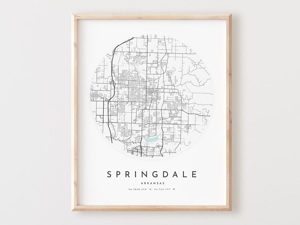 Springdale Arkansas Map Print City Street Art