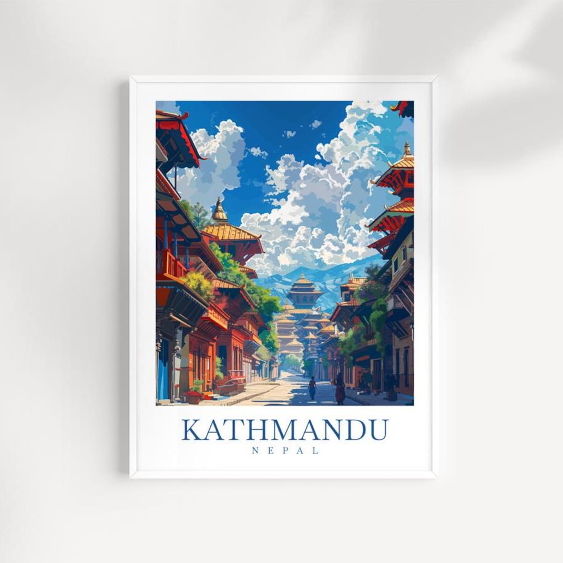 Kathmandu Nepal Travel Print Cityscape Wall Art
