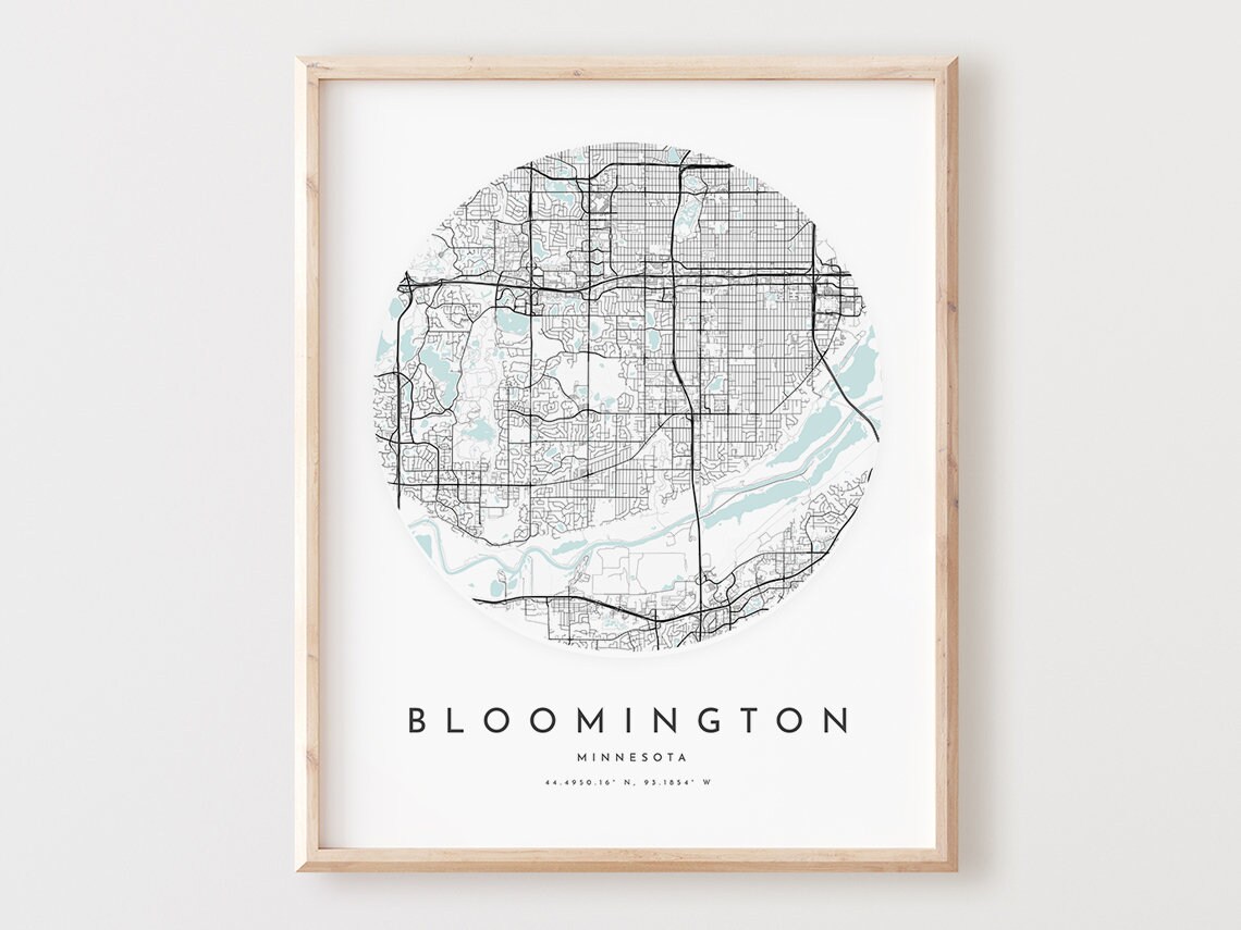 Bloomington Minnesota Map Print Modern City Wall Art
