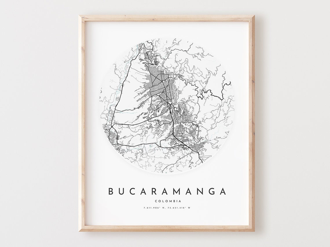 Bucaramanga Colombia Map Poster Minimalist Circular Street Art