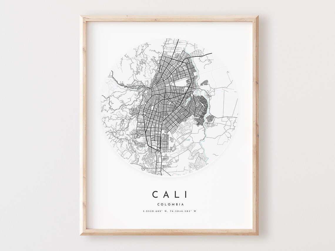 Cali Colombia City Minimalist Circular Street Map Art Poster