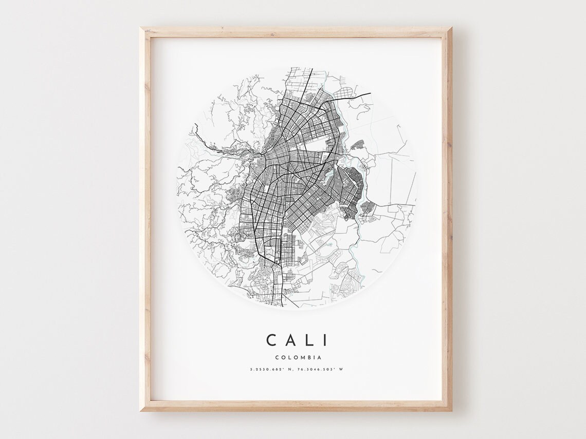 Cali Colombia Map Print City Street Art