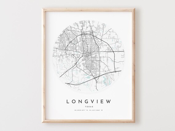 Longview Texas Map Print City Street Art Poster