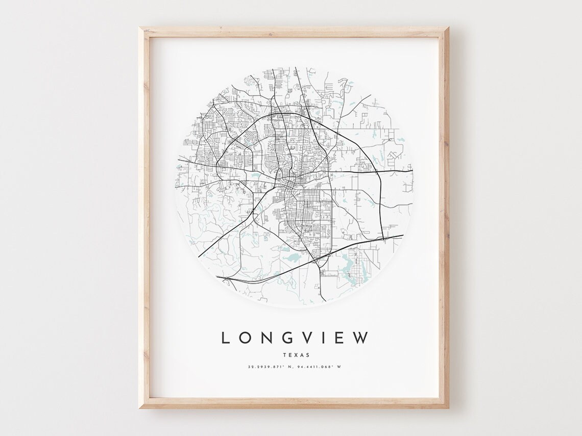 Longview Texas Map Print City Street Art Poster