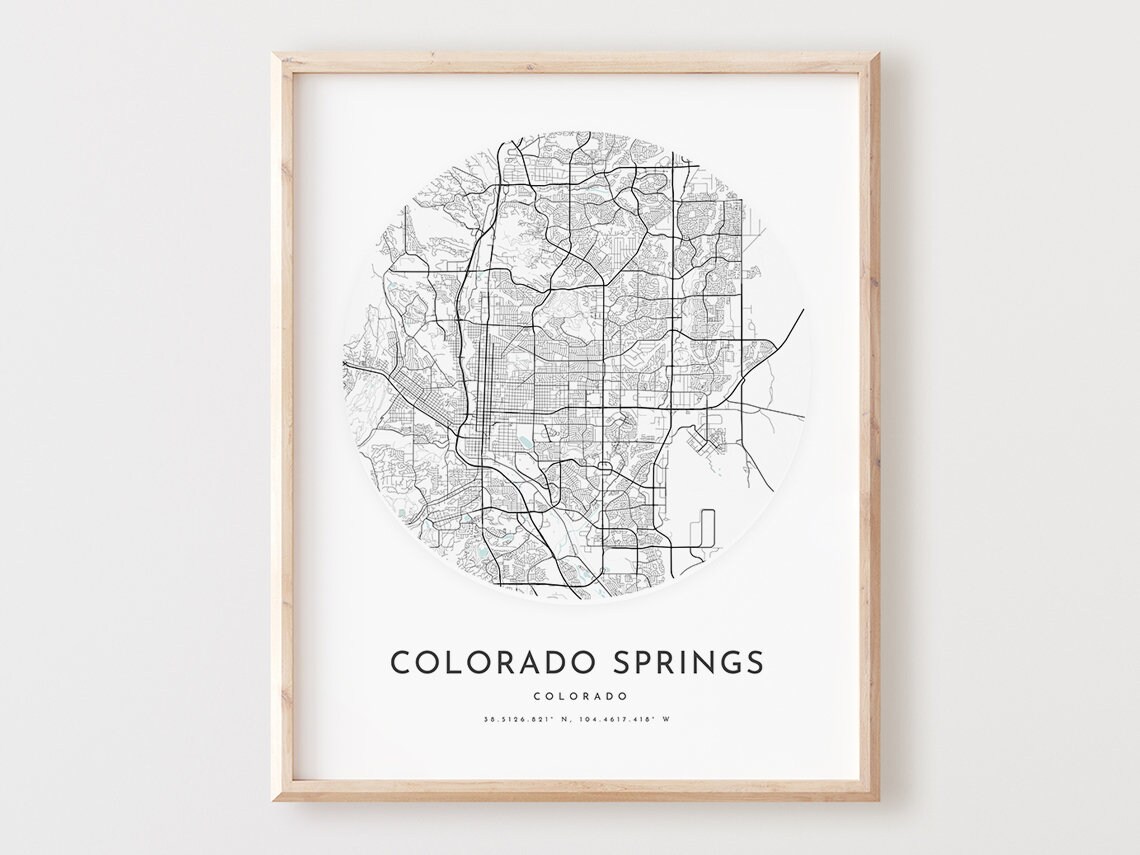 Colorado Springs Map Print Minimalist City Street Poster