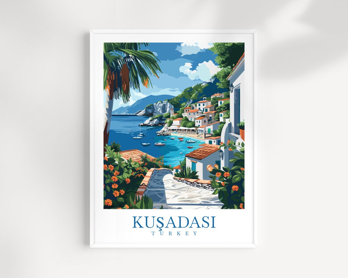 Kuadas Travel Print Wall Art Turkey Wall Hanging Home Dcor Kuadasi Gift Art Lovers Turkey Art Lover Gift Kuadas City Turkey Travel