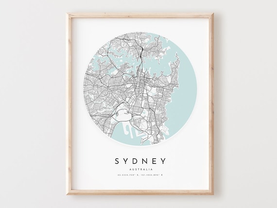 Sydney Map Print Modern City Wall Art