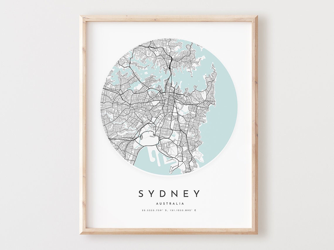 Sydney Australia Harbor Minimalist Circular City Map Art Poster