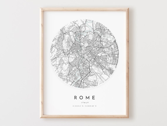 Rome Map Print Minimalist City Street Art Poster