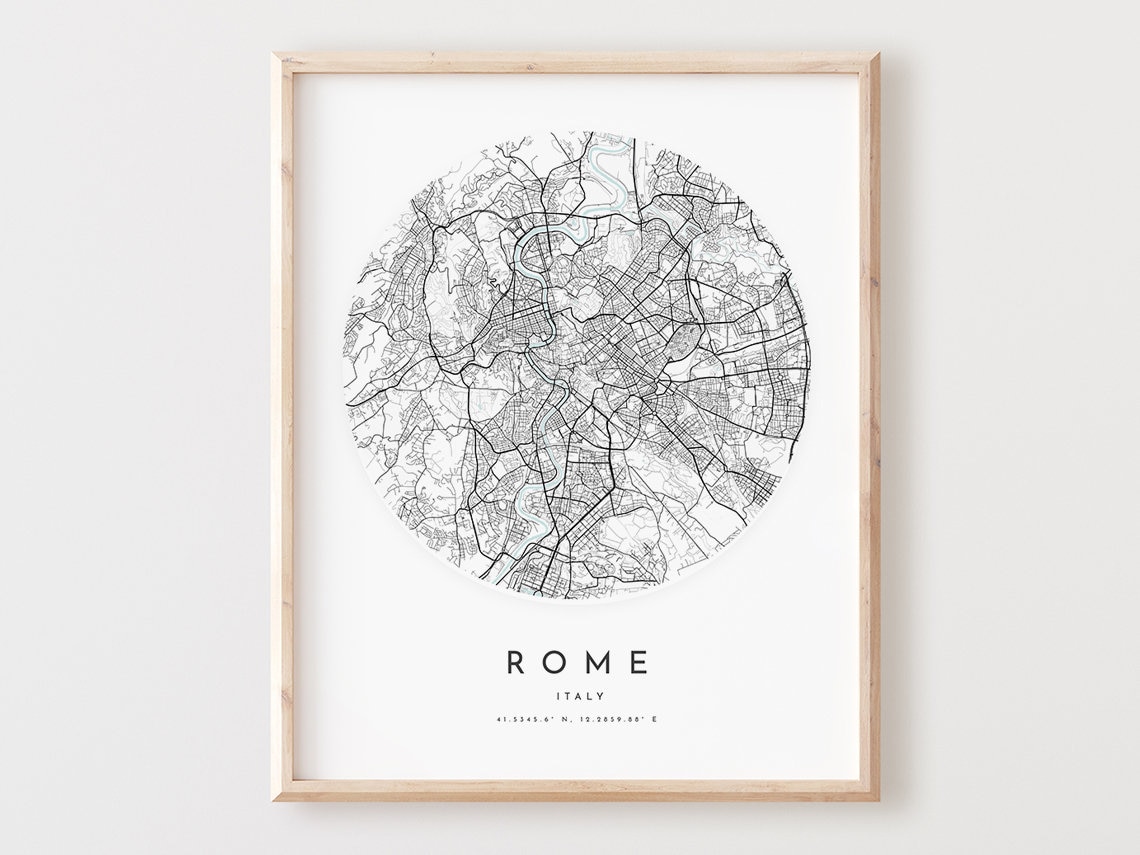 Rome Map Print Minimalist City Street Art Poster